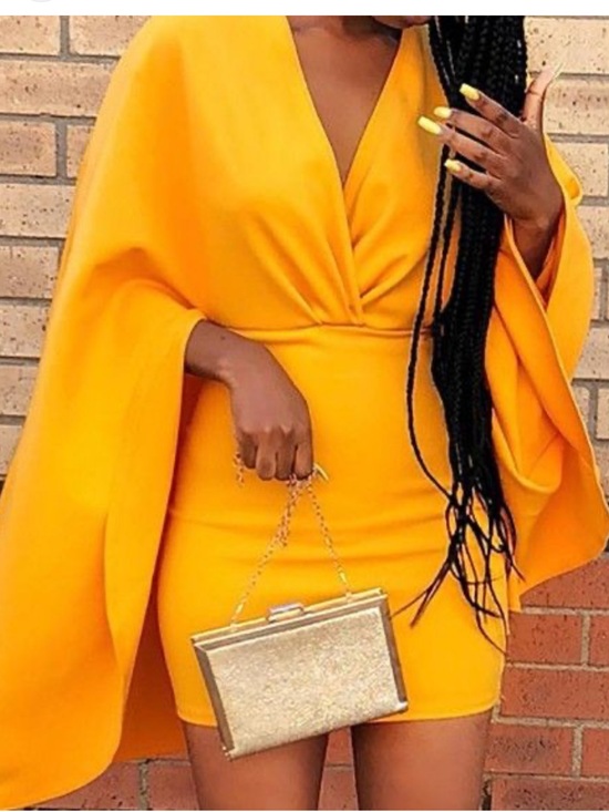 PrettyLittleThing Dresses & Skirts - Vibrant Yellow Bodycon Cape Sleeve Dress